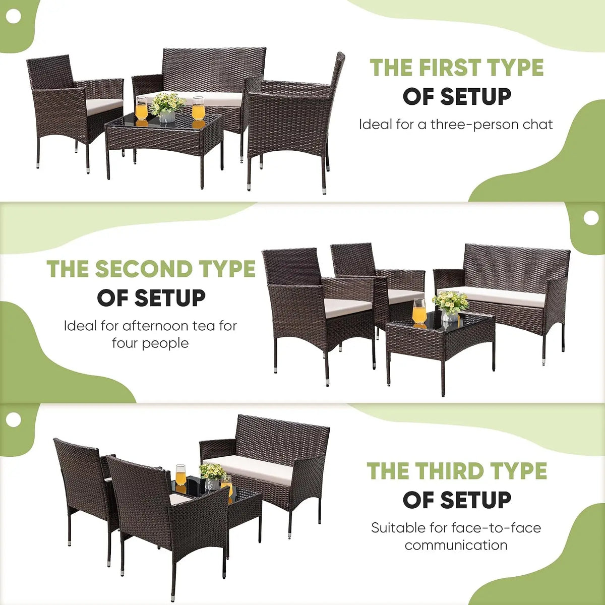 Wicker patio set layout ideas
