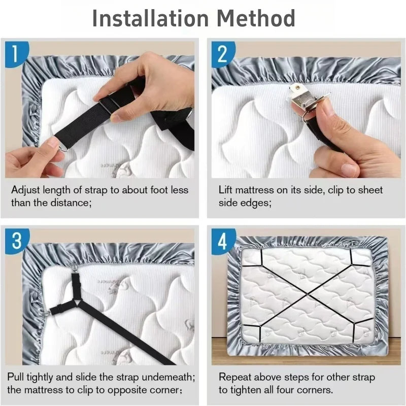 Adjustable Bed Sheet Holder Straps - Set of 4 or Crisscross Kit