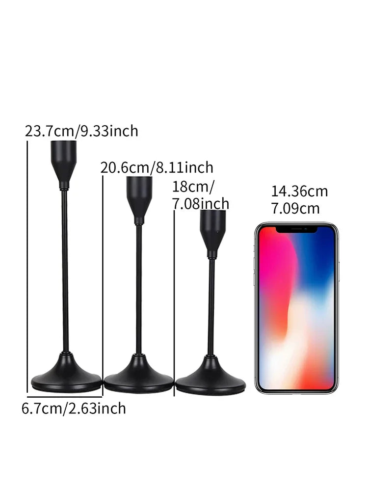 Rose Gold Taper Candlestick Holders, Set of 3