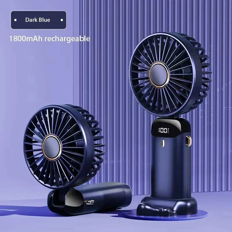 Foldable Neck & Handheld Fan with Phone Stand – 5-Speed Rechargeable