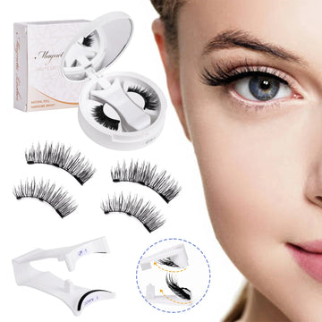 Magnetic Lashes Kit with Applicator & Mirror Case (Reusable, No Glue)