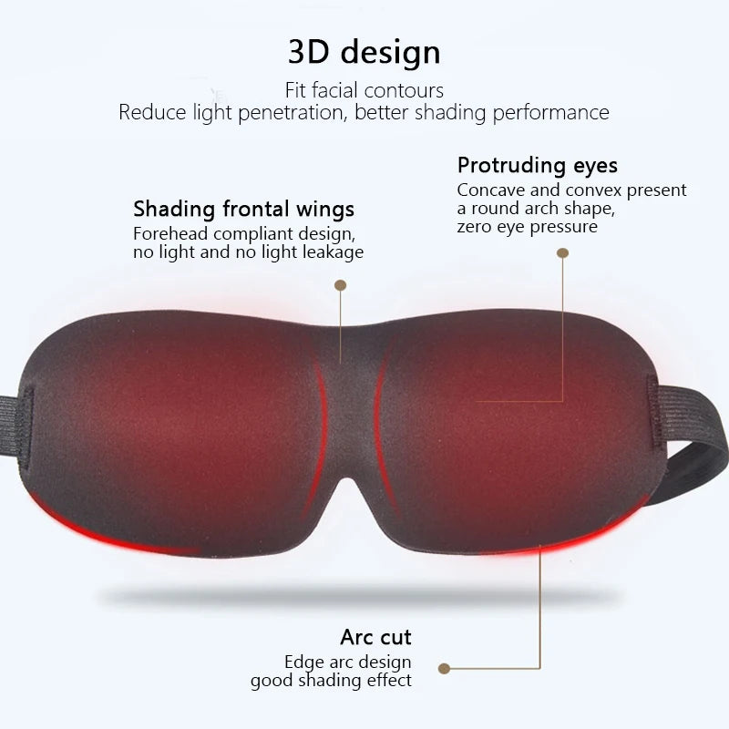 3D Contoured Sleep Mask - Zero Eye Pressure, Light Blocking