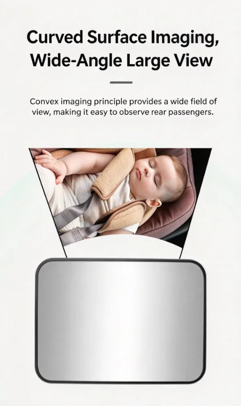 Shatterproof Back Seat Baby Mirror - Wide View, Headrest Strap