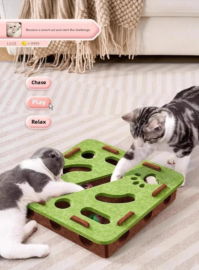 Felt Cat Puzzle Box with Bell Balls
