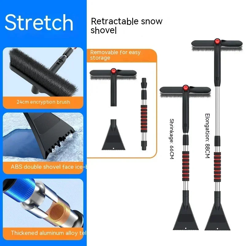 Extendable Snow Brush & Ice Scraper (26-35 in, Detachable)