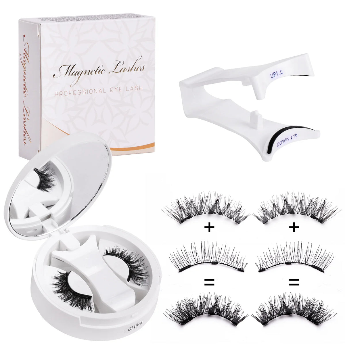 Magnetic Lashes Kit with Applicator & Mirror Case (Reusable, No Glue)