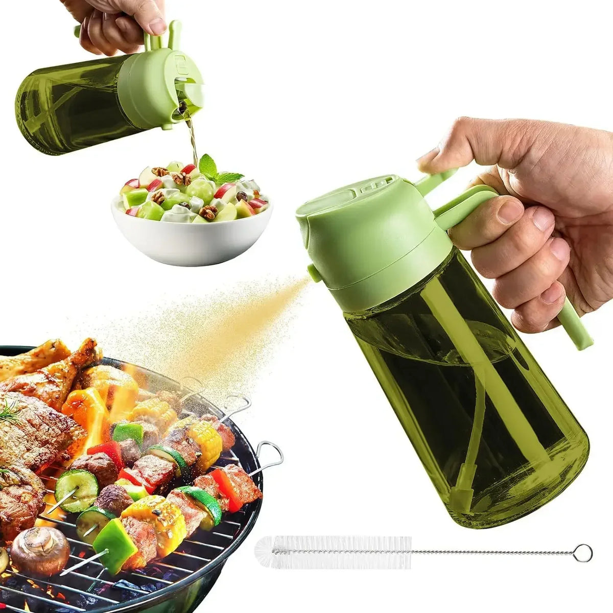 2-in-1 Glass Olive Oil Sprayer & Pourer Bottle (470 ml)