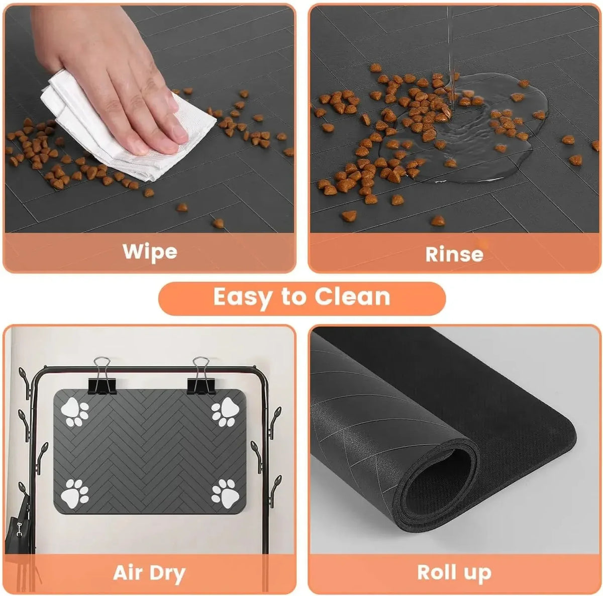 Absorbent Quick-Dry Pet Feeding Mat with Non-Slip Rubber Backing (1 Mat)
