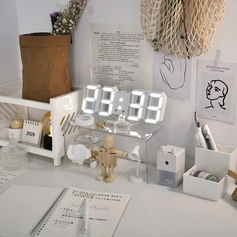 3D LED Digital Wall Clock – USB-Powered Modern Display