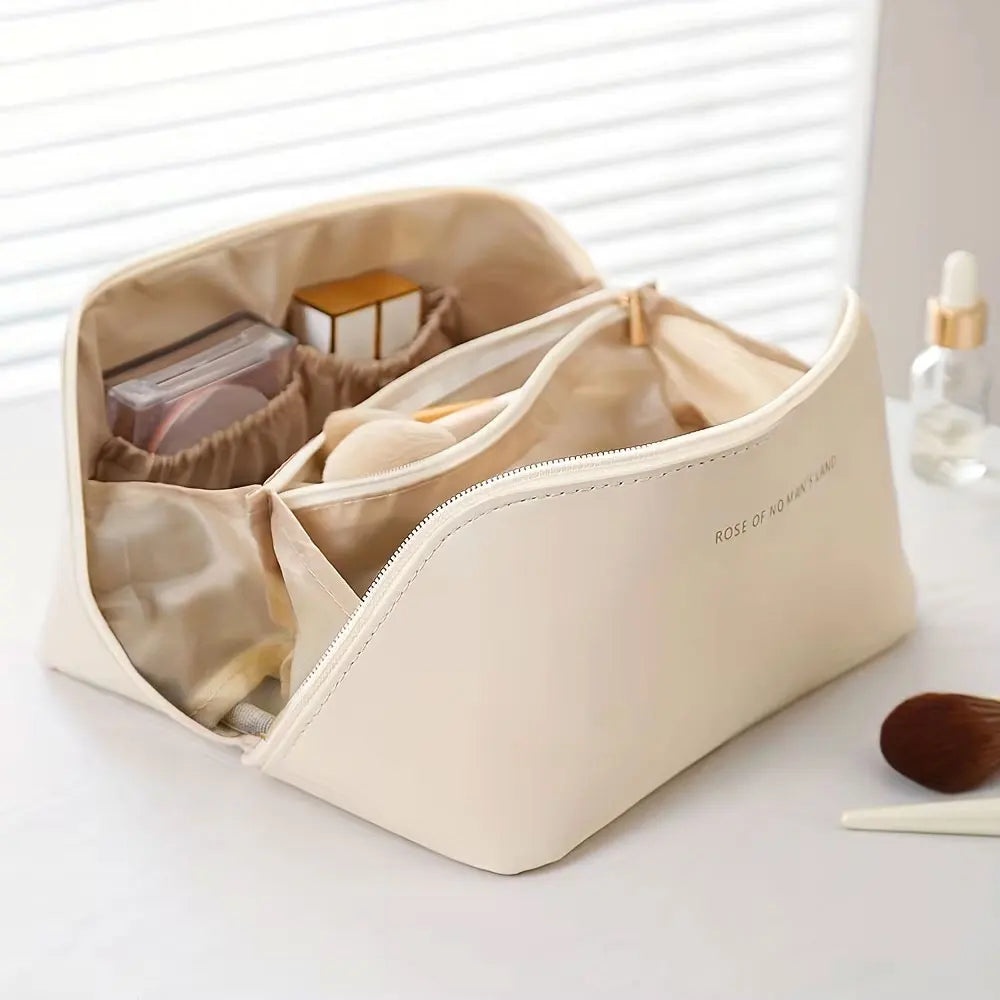 Large Open-Flat Travel Makeup Bag with Dividers