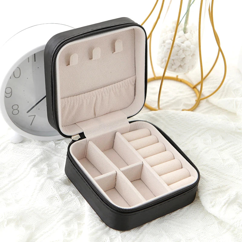 Mini Travel Jewelry Box - Vegan Leather, Velvet Lined