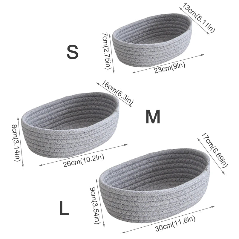 Oval Cotton Rope Woven Catch-All Basket