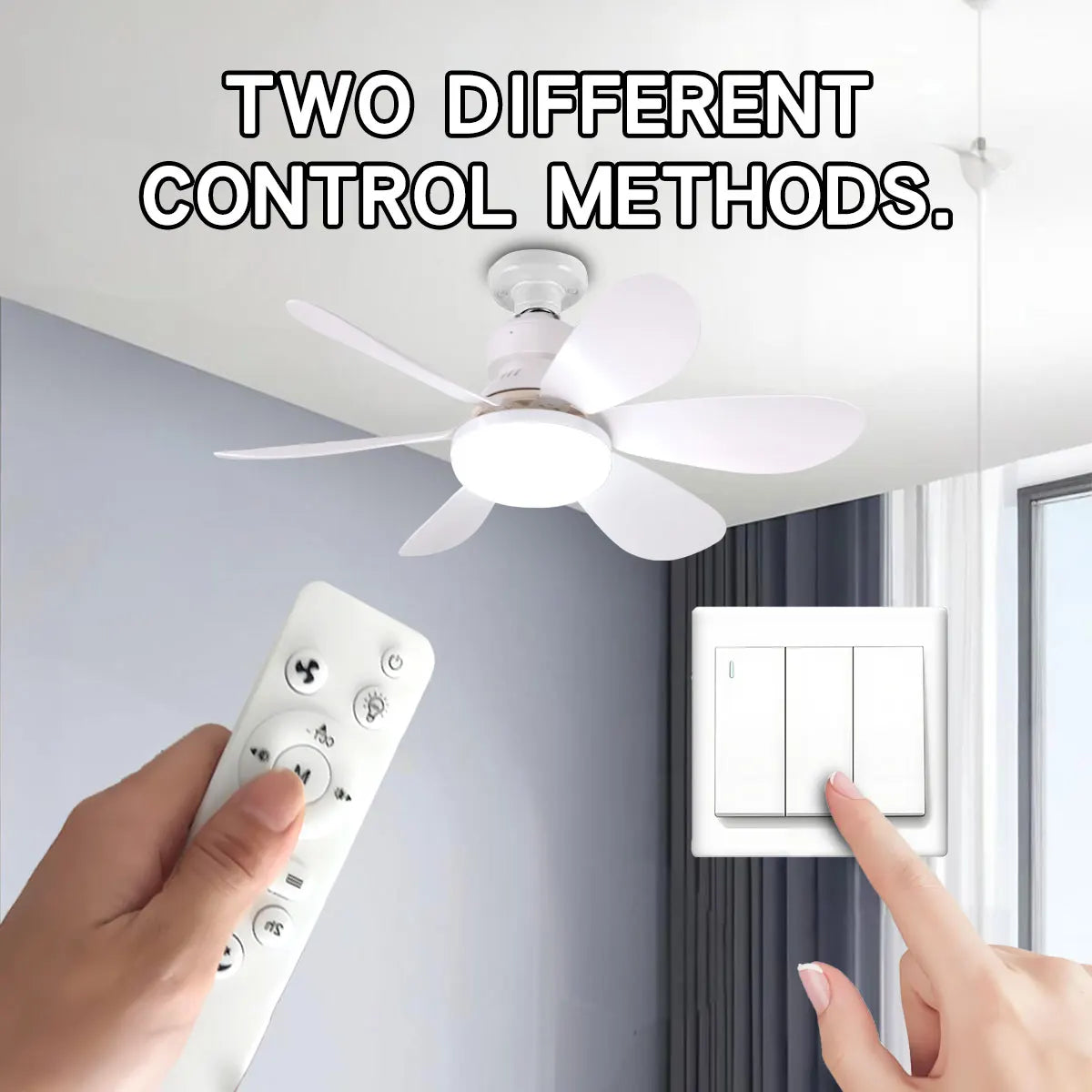 Socket Ceiling Fan with LED Light & Remote – Screws Into a Standard Bulb Socket