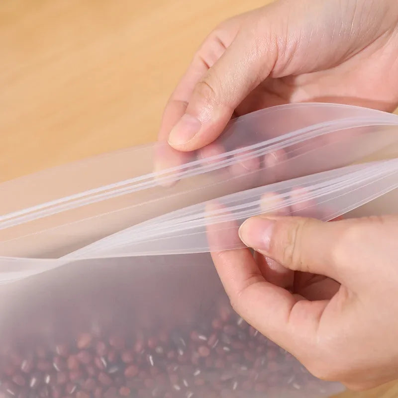 Reusable Food Storage Bags (4-Pack, Leakproof Zip Seal)