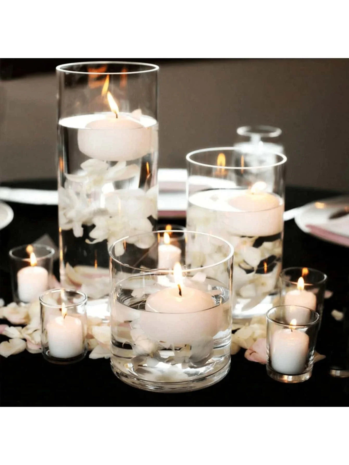 Clear Glass Cylinder Candle Holders, Set of 3