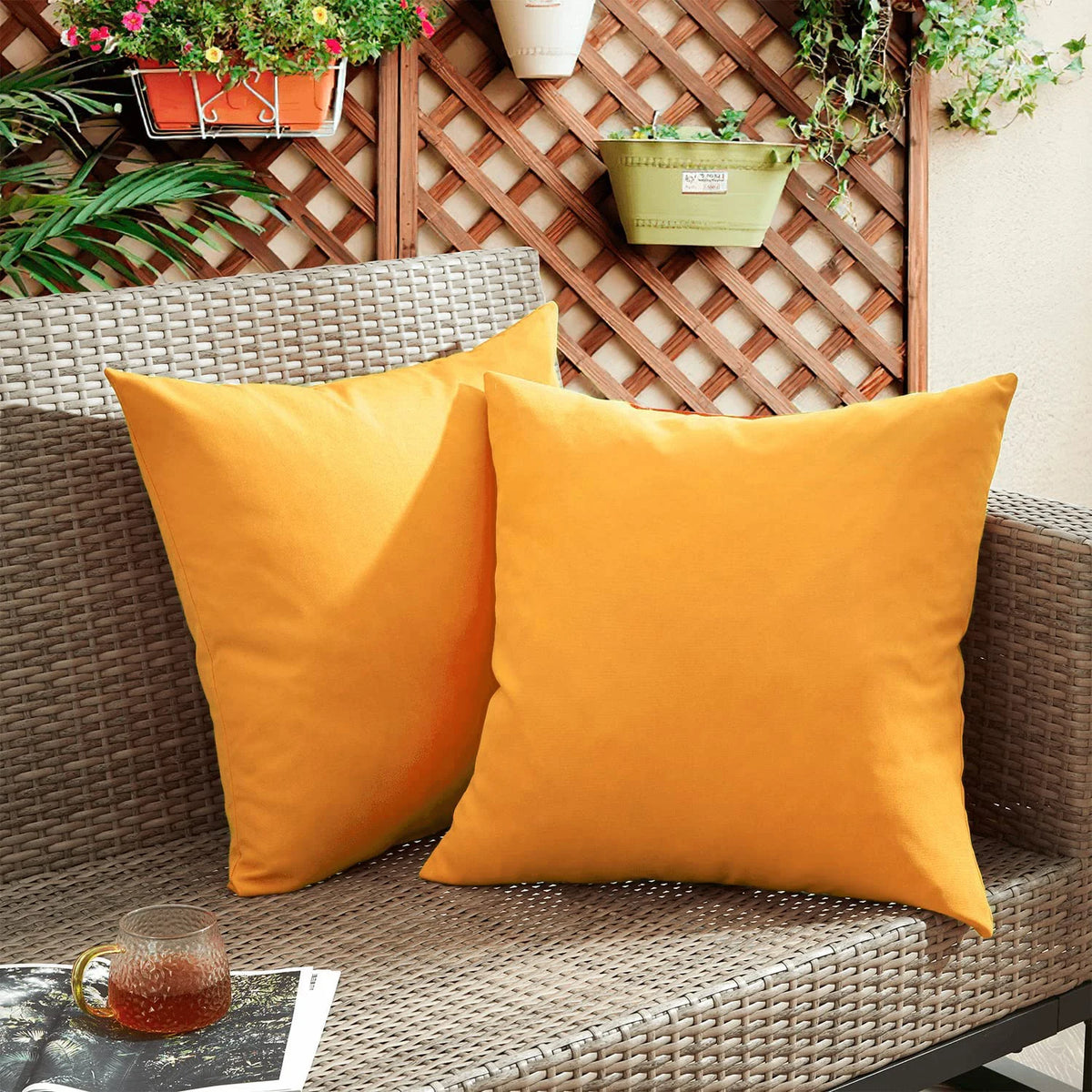 Waterproof Outdoor Throw Pillow Covers, Set of 2 – 18 x 18 in