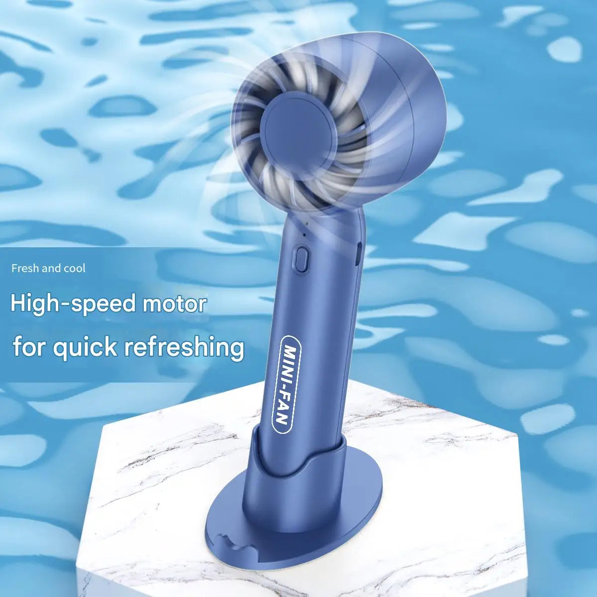 Turbo Mini Handheld Fan with Desk Stand – Rechargeable Portable Fan