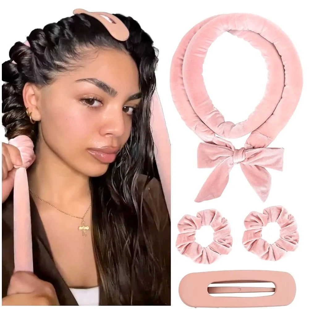 Heatless Curling Rod Headband Set with Scrunchies & Clip