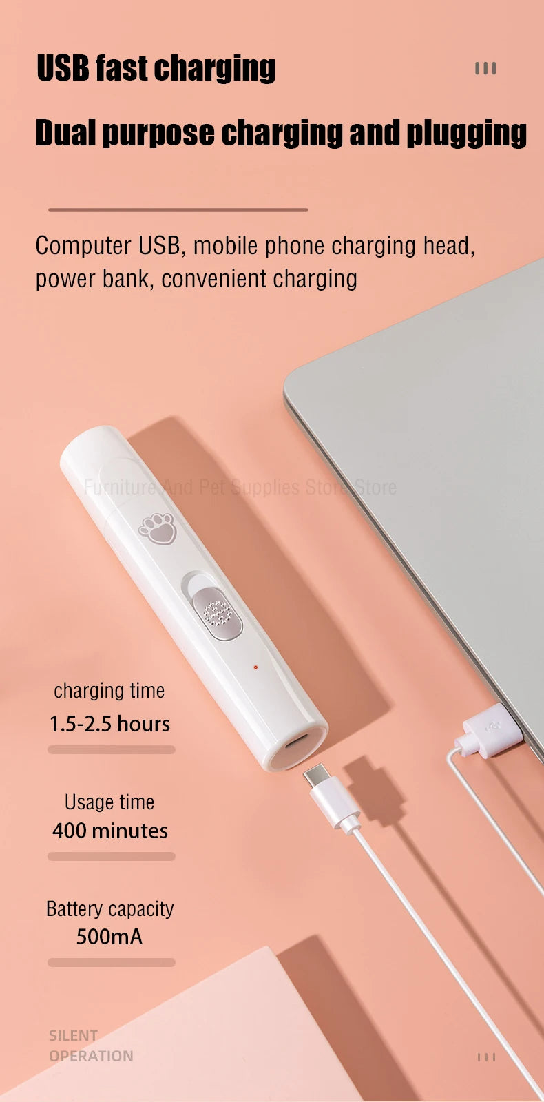 Rechargeable Quiet Pet Nail Grinder