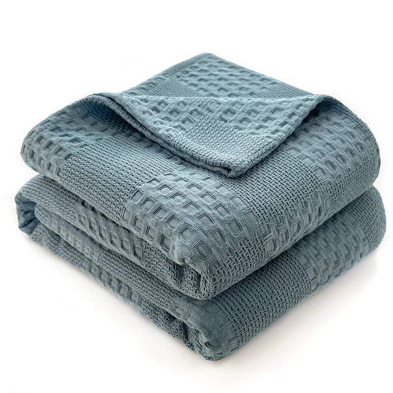 100% Cotton Waffle Weave Throw Blanket – Soft Breathable Sofa Throw, 40 x 60 in