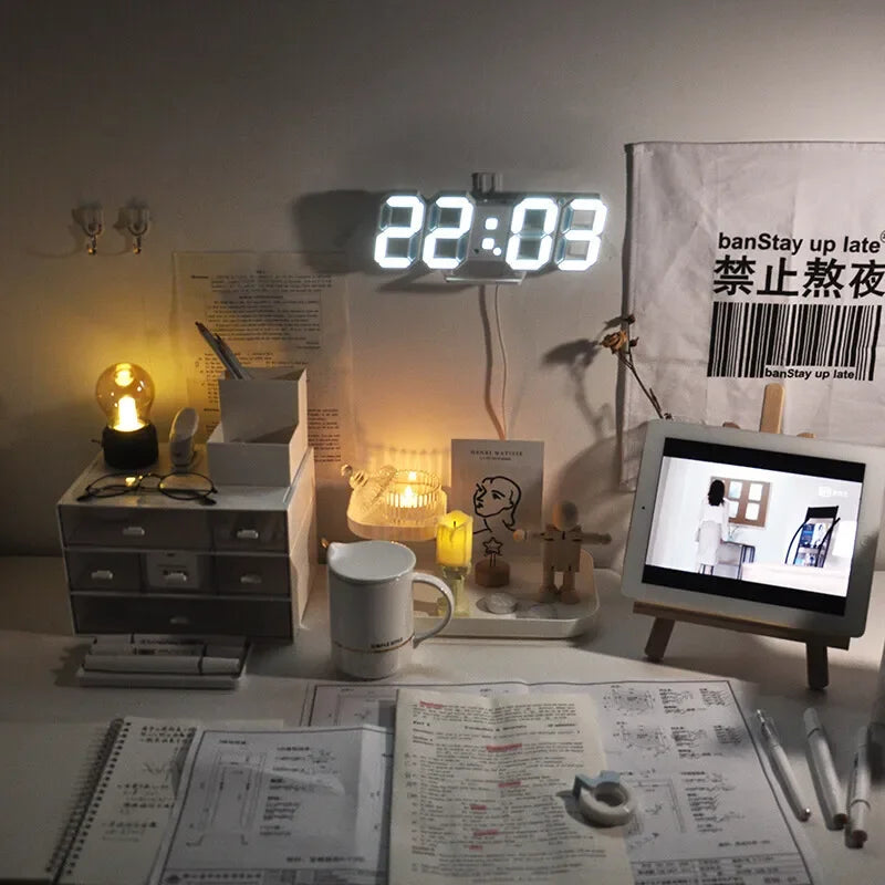 3D LED Digital Wall Clock – USB-Powered Modern Display