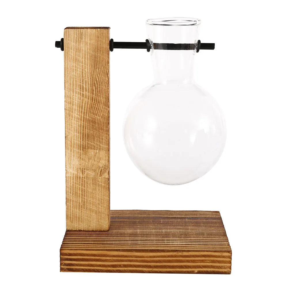 Glass Bulb Propagation Vase with Wooden Stand