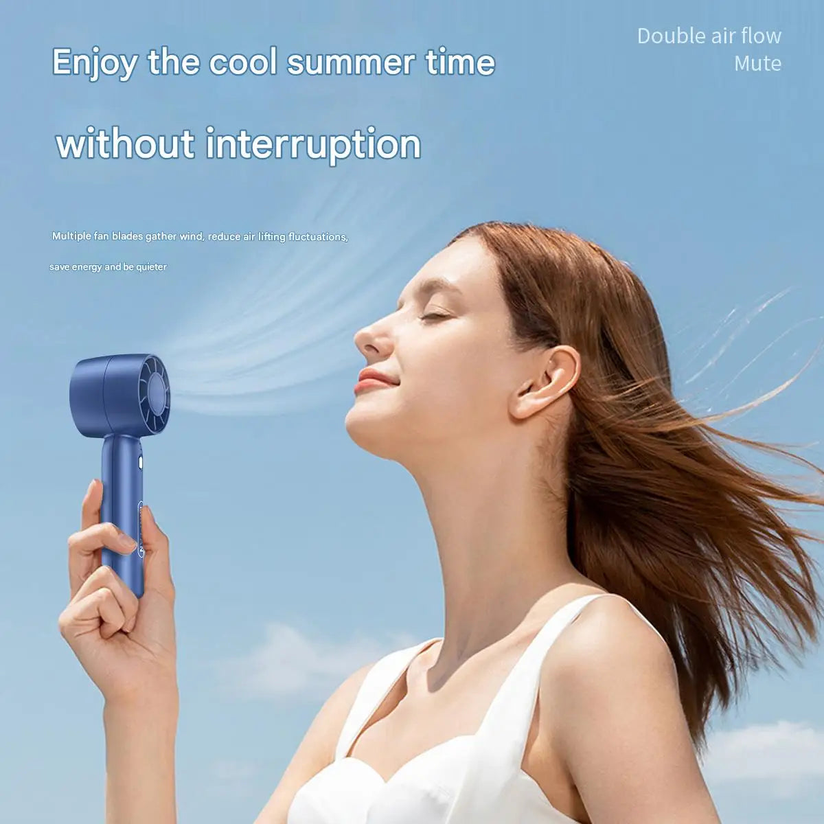 Turbo Mini Handheld Fan with Desk Stand – Rechargeable Portable Fan