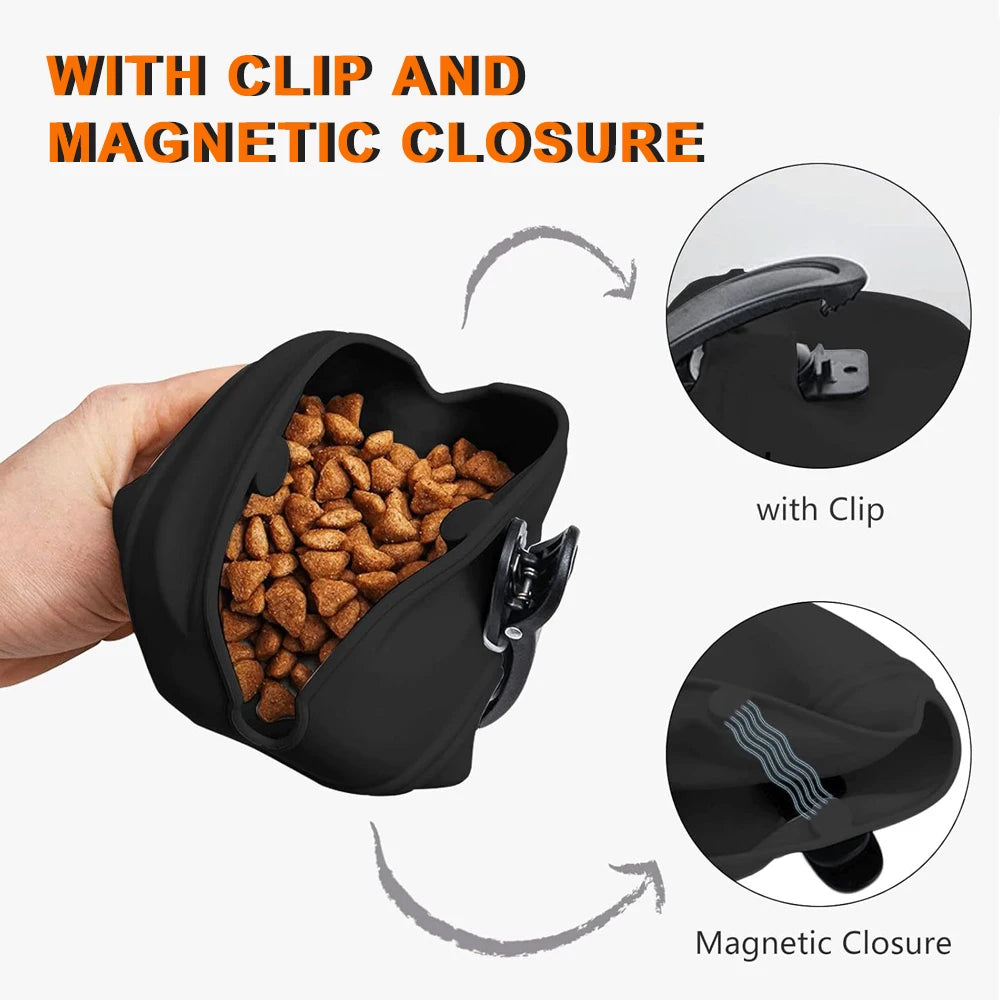 Silicone Dog Treat Pouch with Magnetic Closure & Clip (2-Pack)