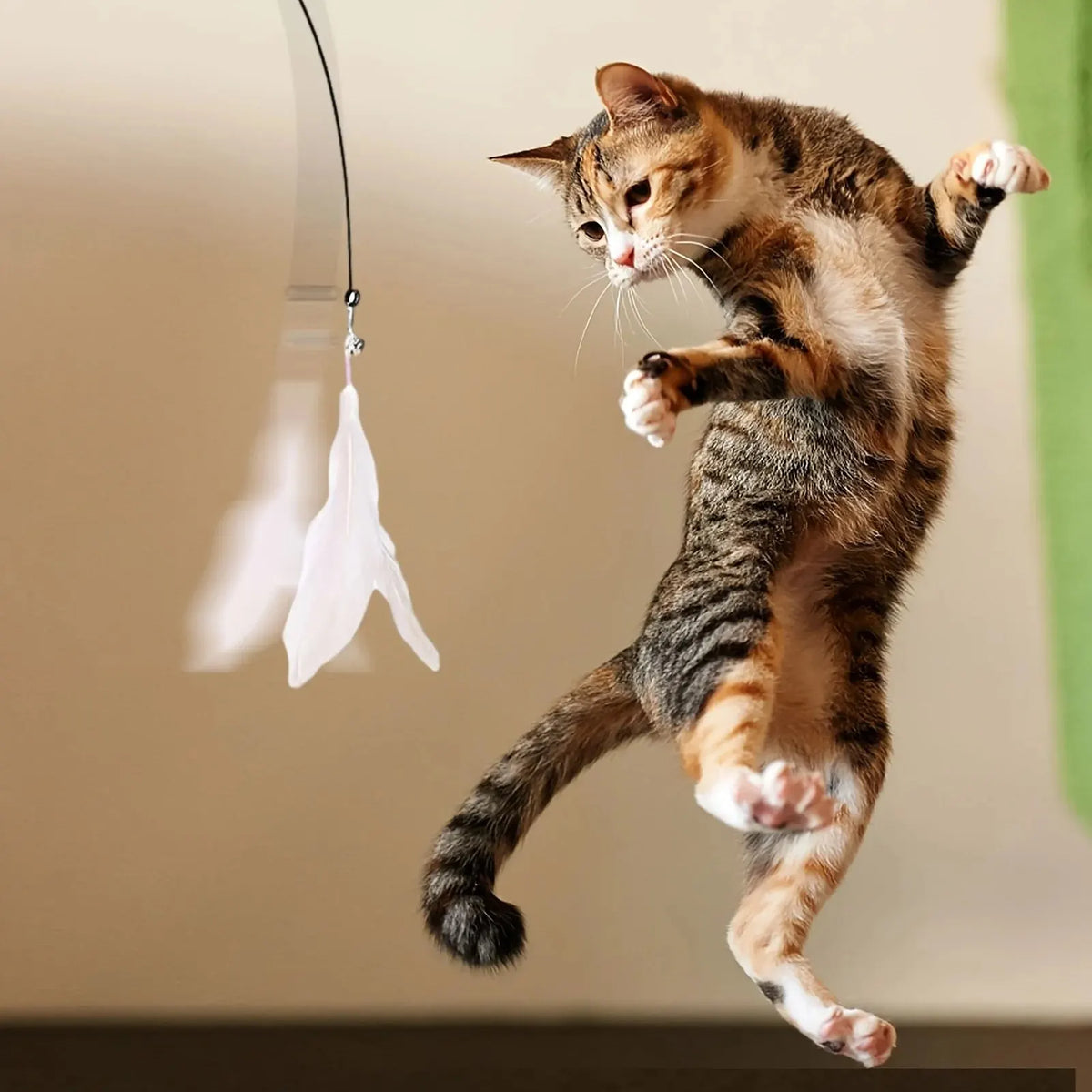Suction Cup Cat Teaser Wand with Feather & Bell
