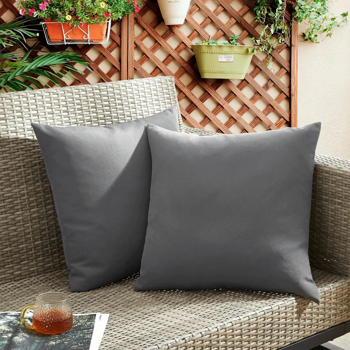 Waterproof Outdoor Throw Pillow Covers, Set of 2 – 18 x 18 in