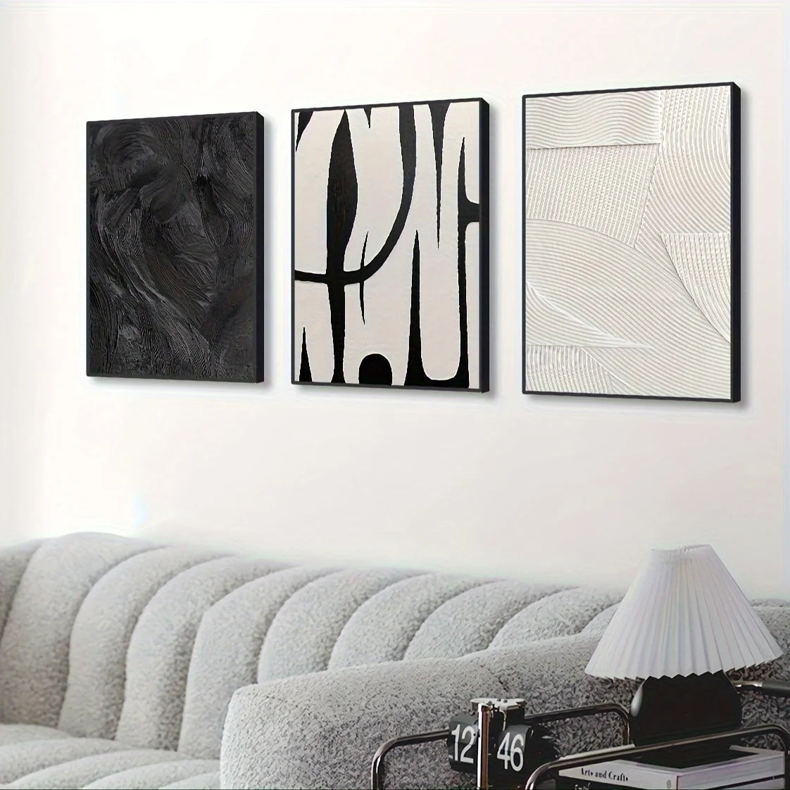 Modern Black & White Canvas Wall Art – 3-Piece Set