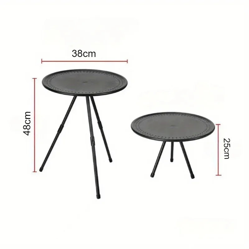 Round Tripod Patio Side Table – Adjustable Height, Folding & Portable
