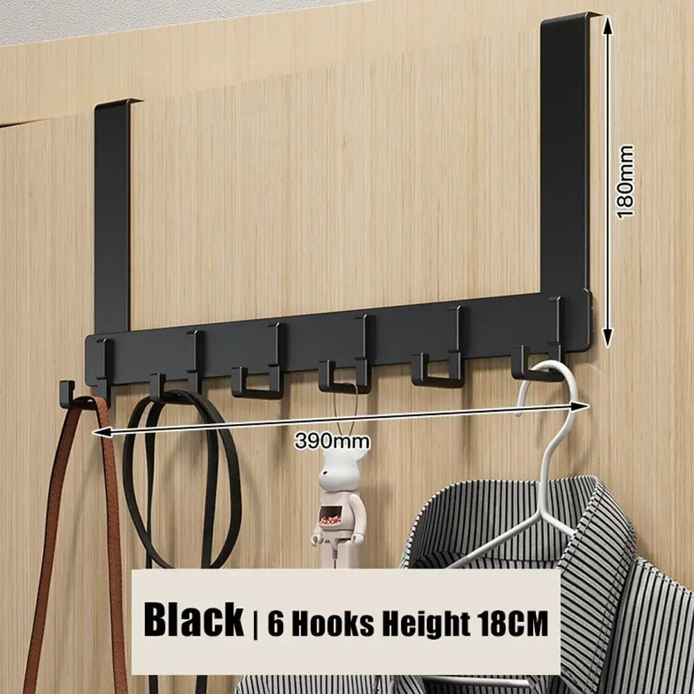 Over-the-Door 6-Hook Rack - No-Drill Coat & Towel Hanger