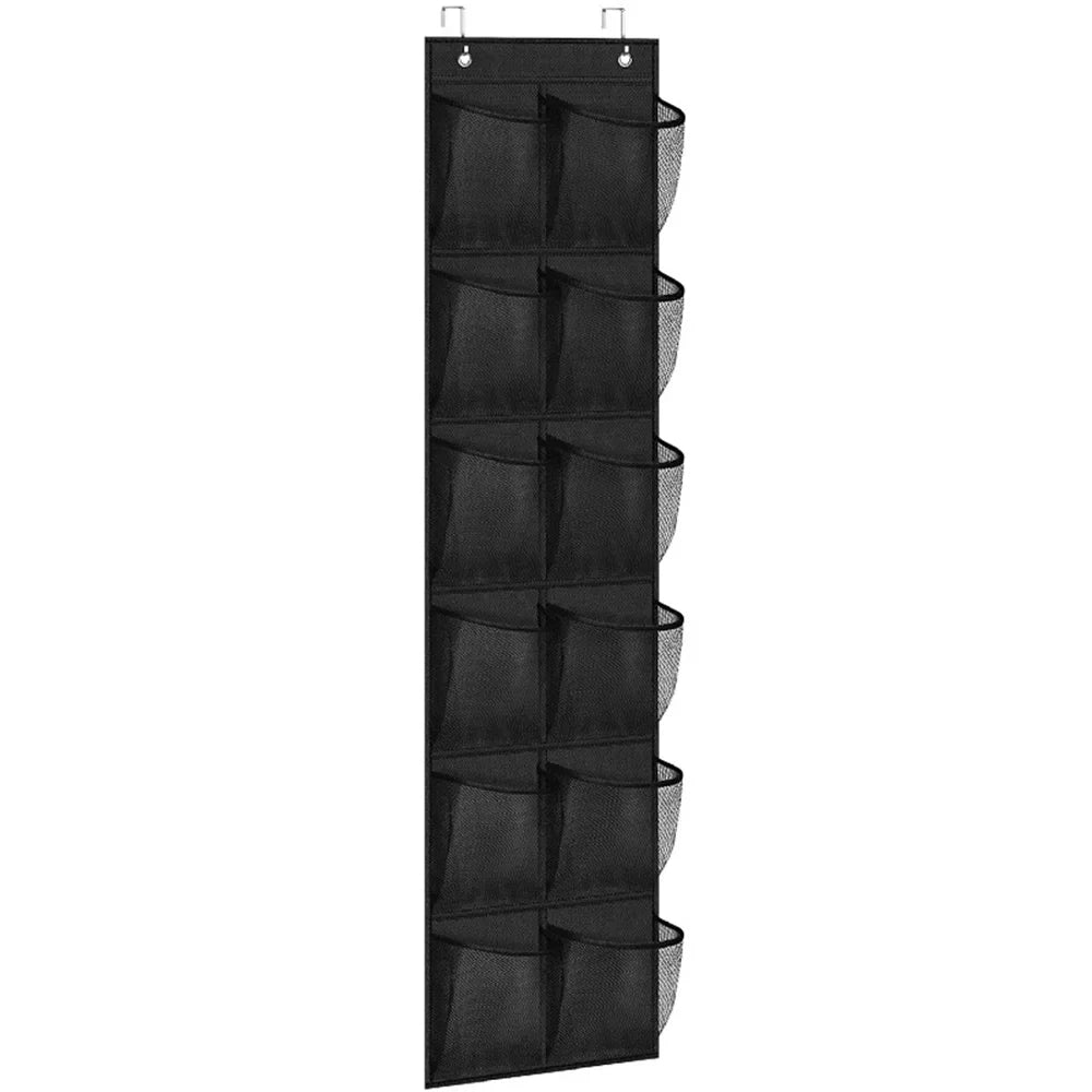 Over-the-Door Shoe Organizer with 12 Mesh Pockets