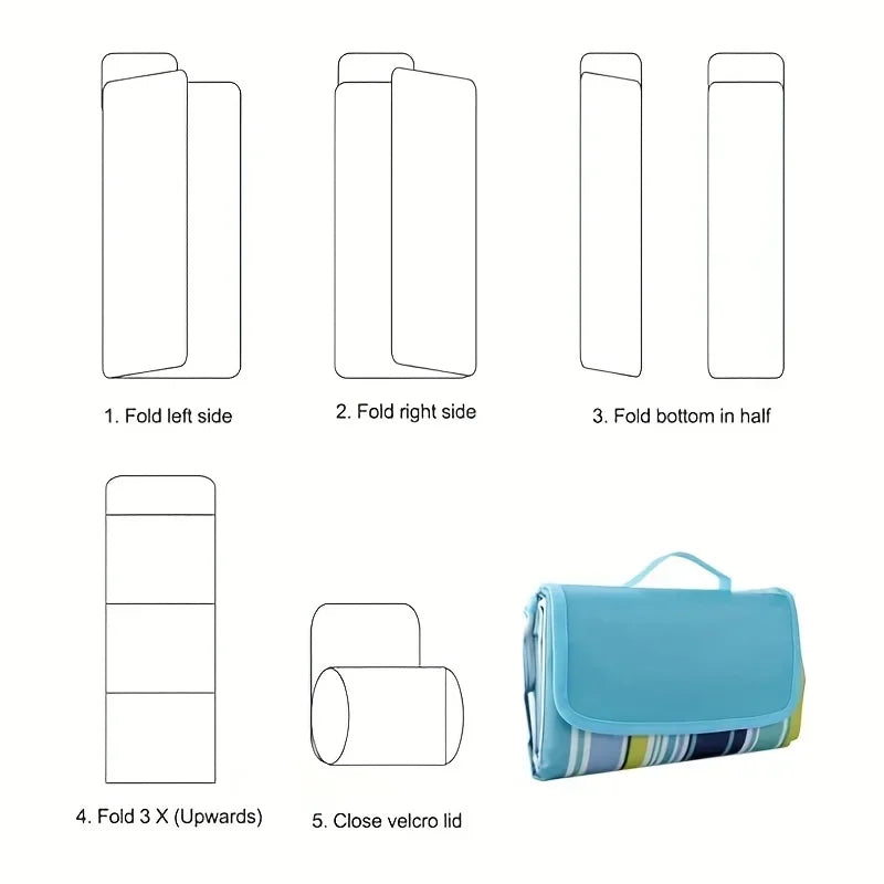 Waterproof Foldable Picnic Blanket – Sandproof Outdoor Beach Mat with Carry Handle