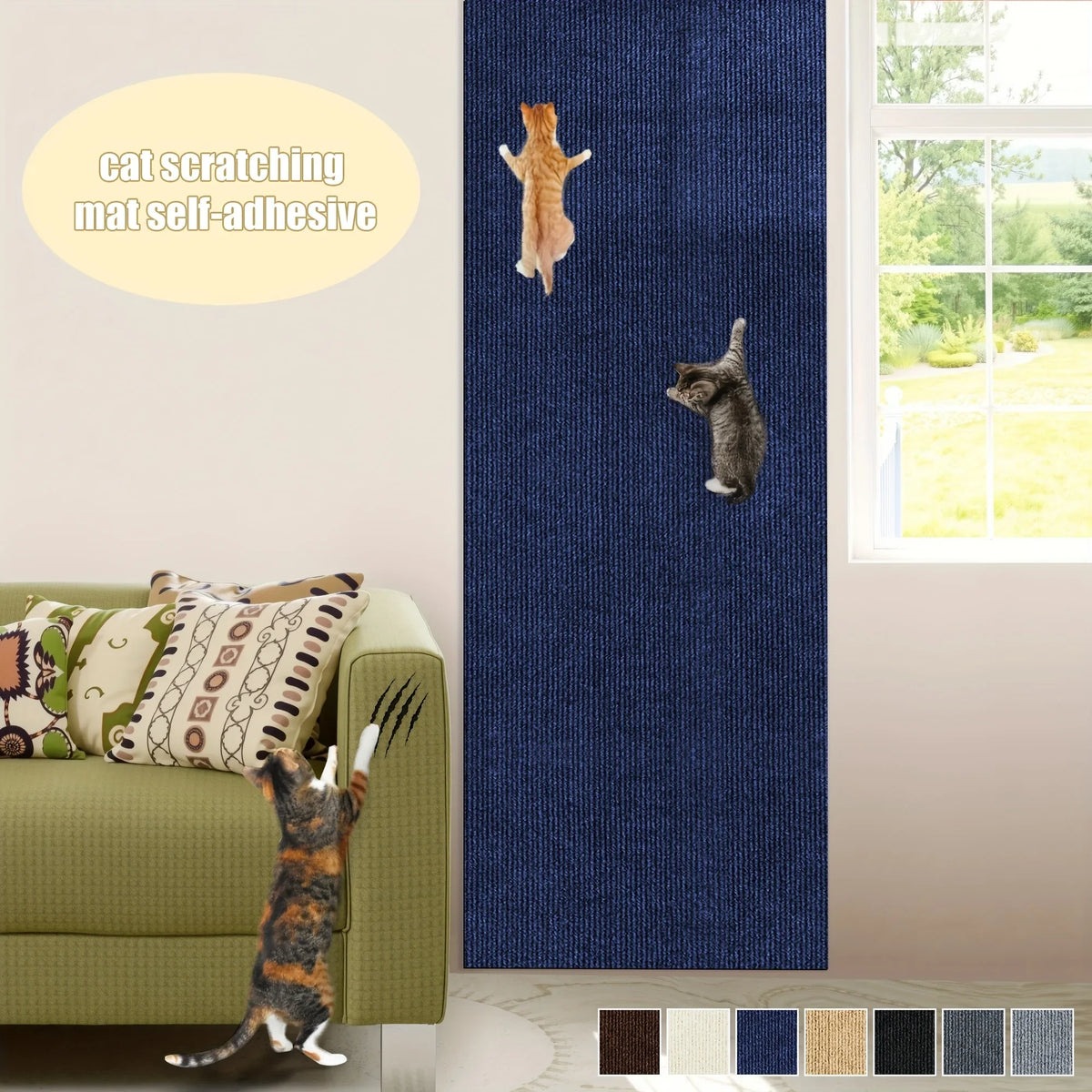 Trimmable Self-Adhesive Cat Scratch Mat - Furniture & Wall Protector (1 Roll)