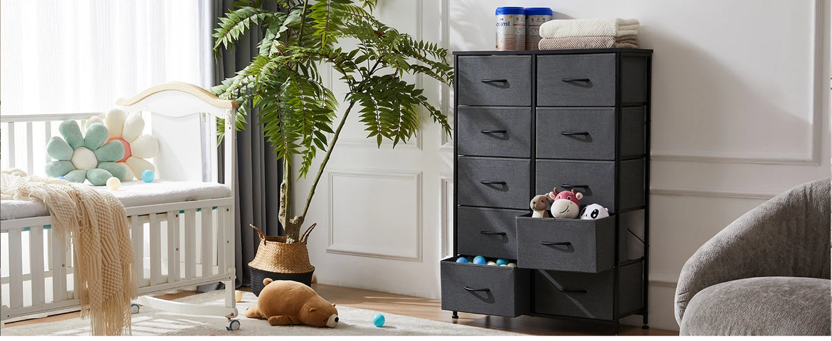 10-Drawer Fabric Storage Dresser with Steel Frame