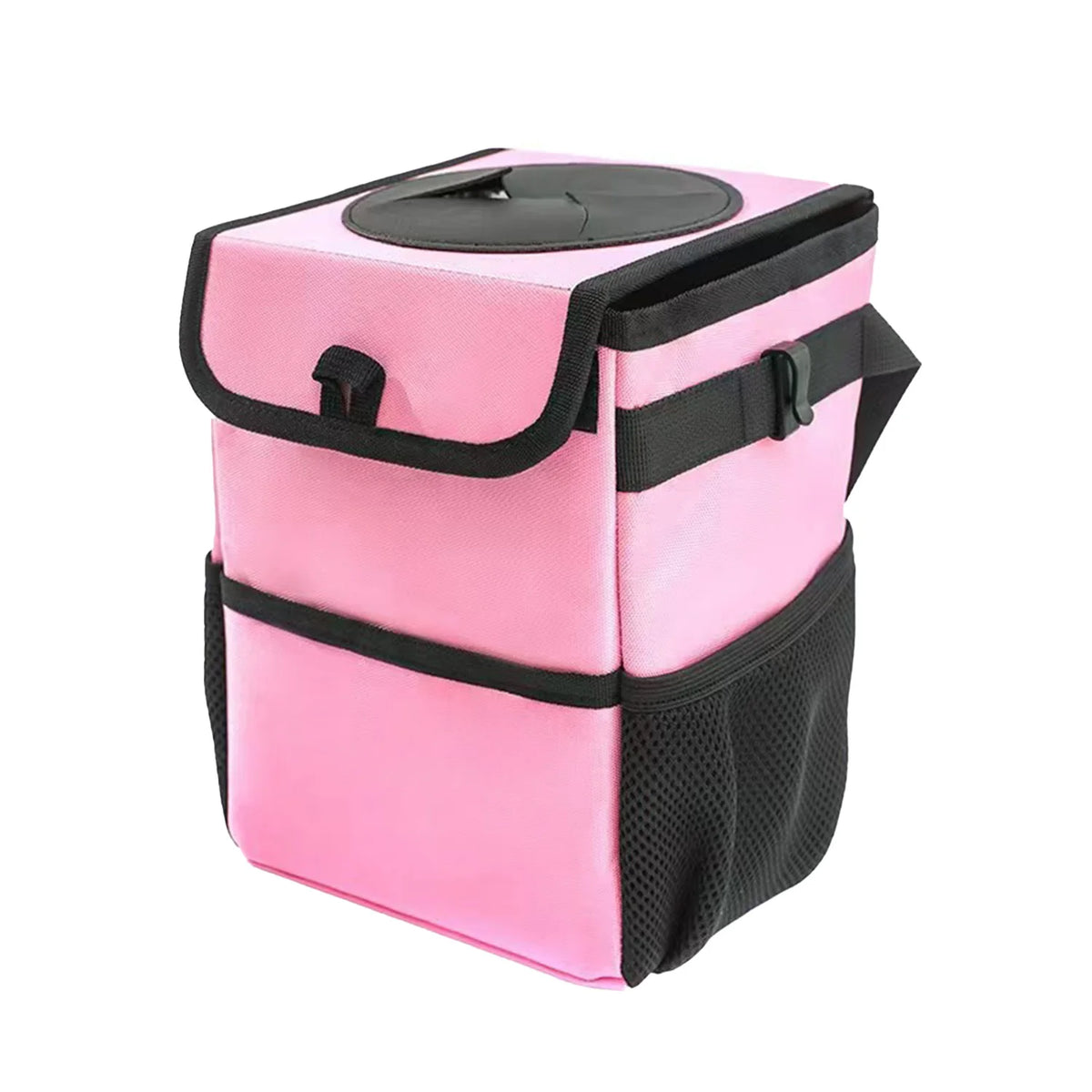 Leakproof Car Trash Can with Lid & Storage Pockets