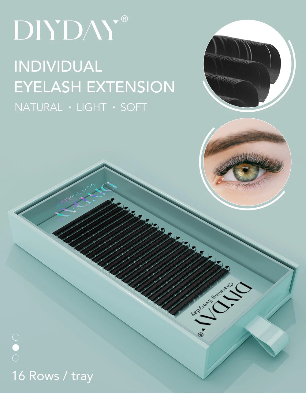 Soft Volume Individual Lash Extensions – 16-Row Mixed-Length Tray