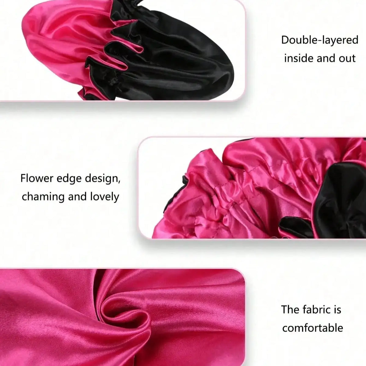 Reversible Double-Layer Satin Sleep Bonnet