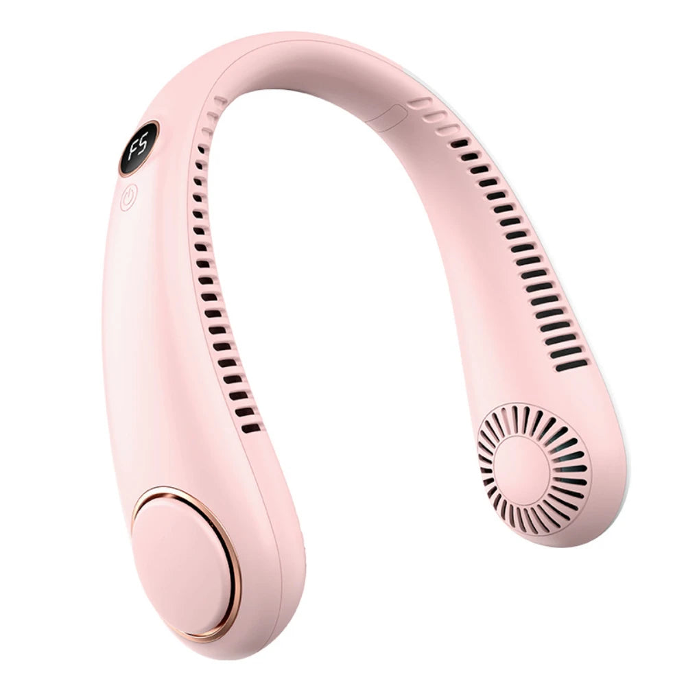 Bladeless Neck Fan – Hands-Free Wearable Cooler, 5 Speeds, LED Display