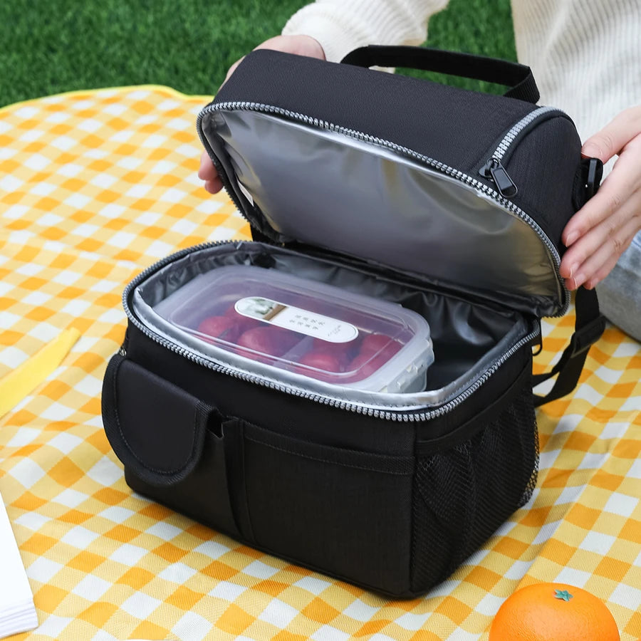 Insulated Picnic Cooler Bag – Dual-Compartment Leakproof Lunch Cooler with Shoulder Strap
