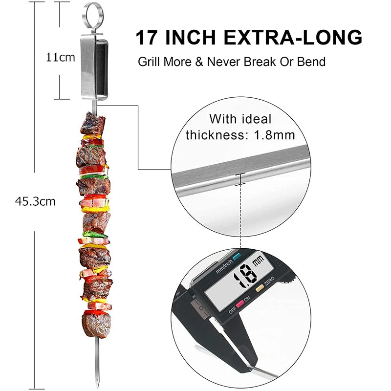 Stainless Steel Grill Skewers – 8-Piece BBQ Set