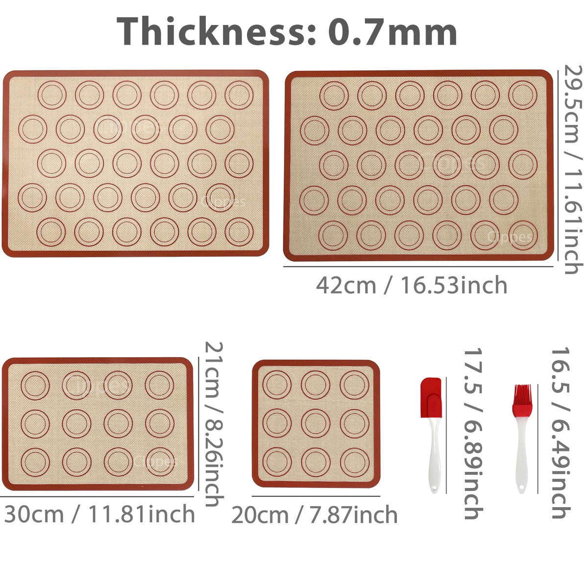 Silicone Baking Mat Set – 4 Non-Stick Reusable Mats with Brush & Spatula