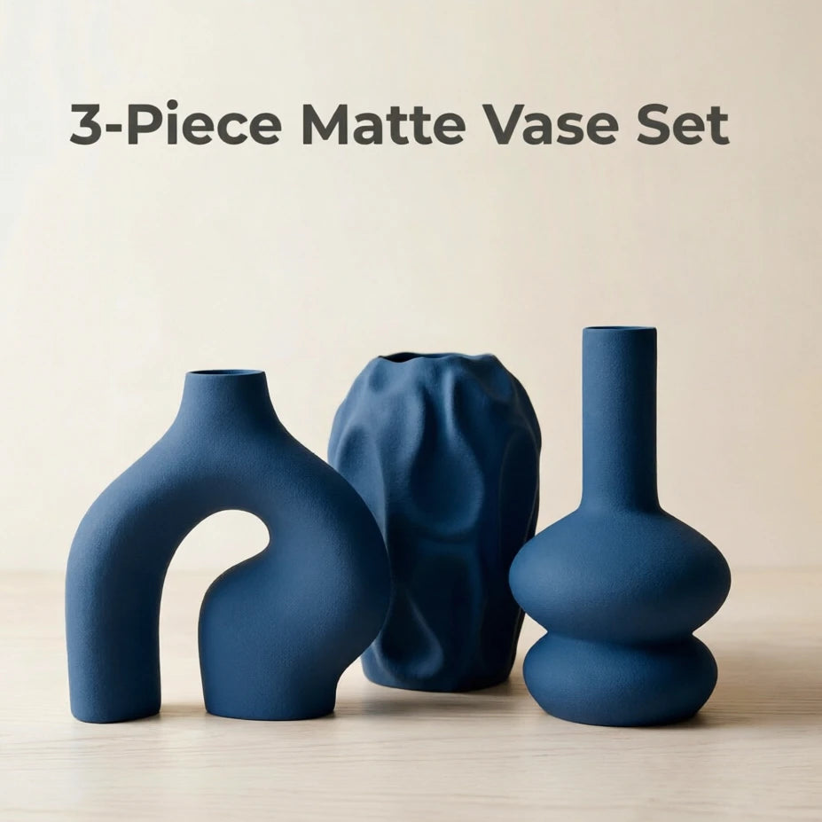 Matte Sculptural Vase Set of 3