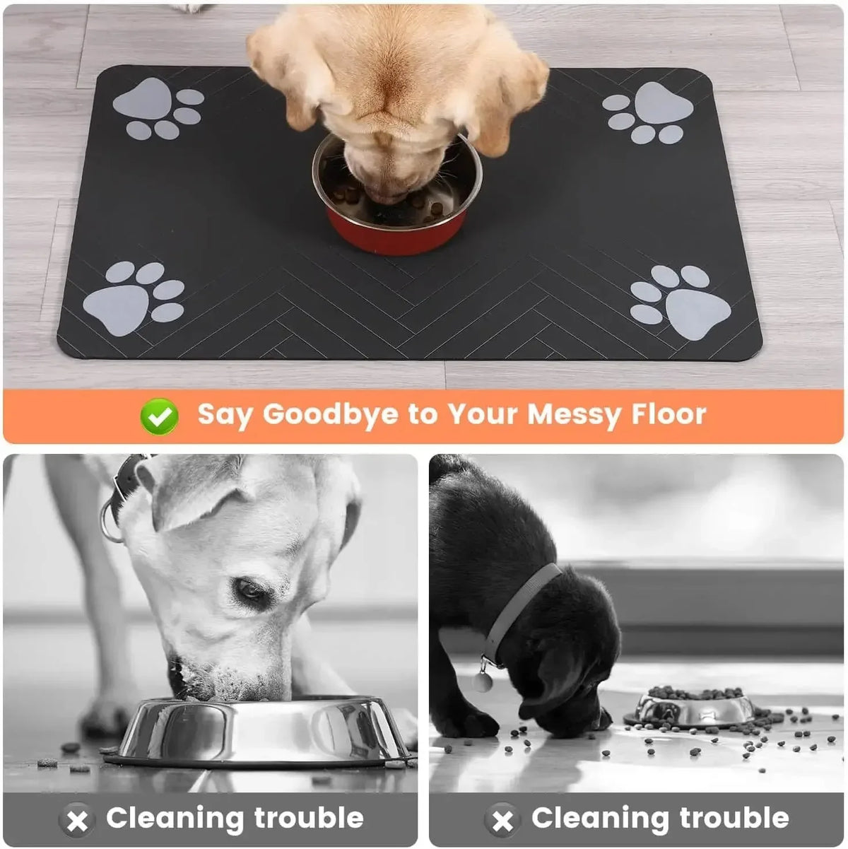 Absorbent Quick-Dry Pet Feeding Mat with Non-Slip Rubber Backing (1 Mat)