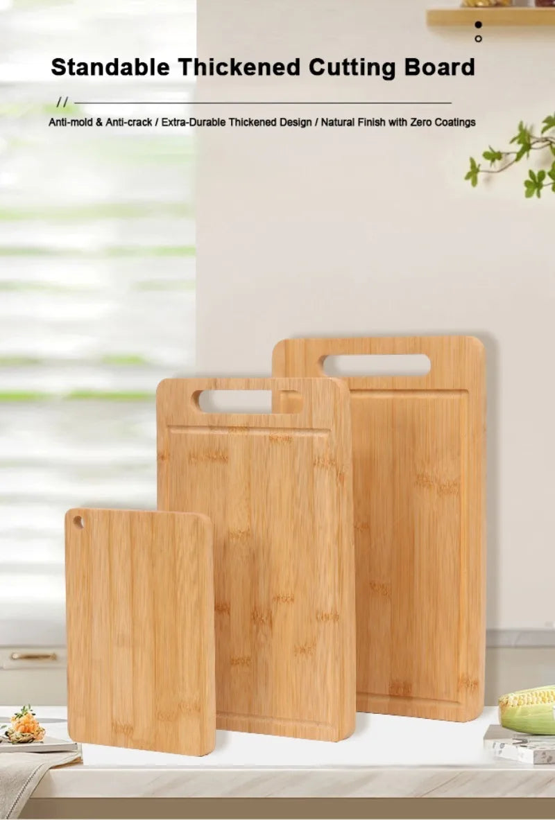 Natural Bamboo Cutting Board with Juice Groove – 12 x 8 in Kitchen Chopping Board