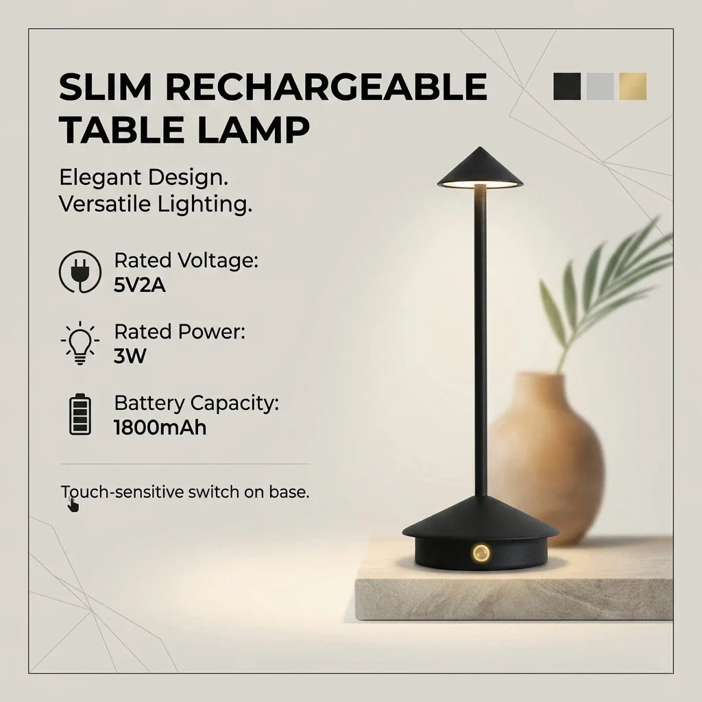 Cordless Rechargeable Mushroom Table Lamp – Gold