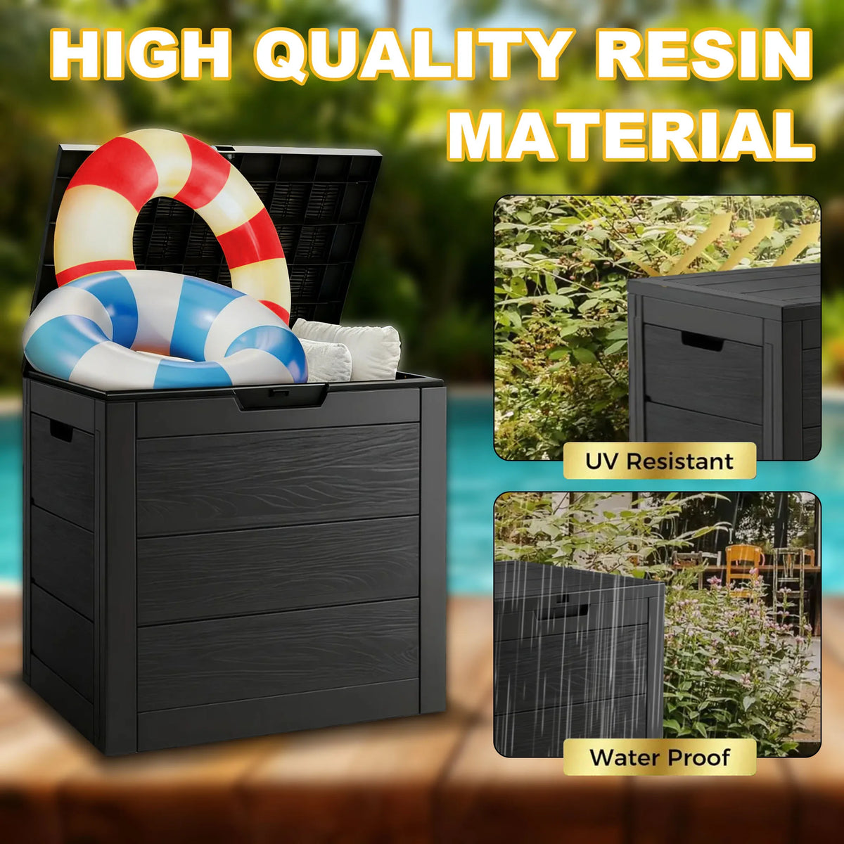 Lockable Resin Outdoor Deck Box – Weatherproof Patio Storage (35 or 75 Gallon)