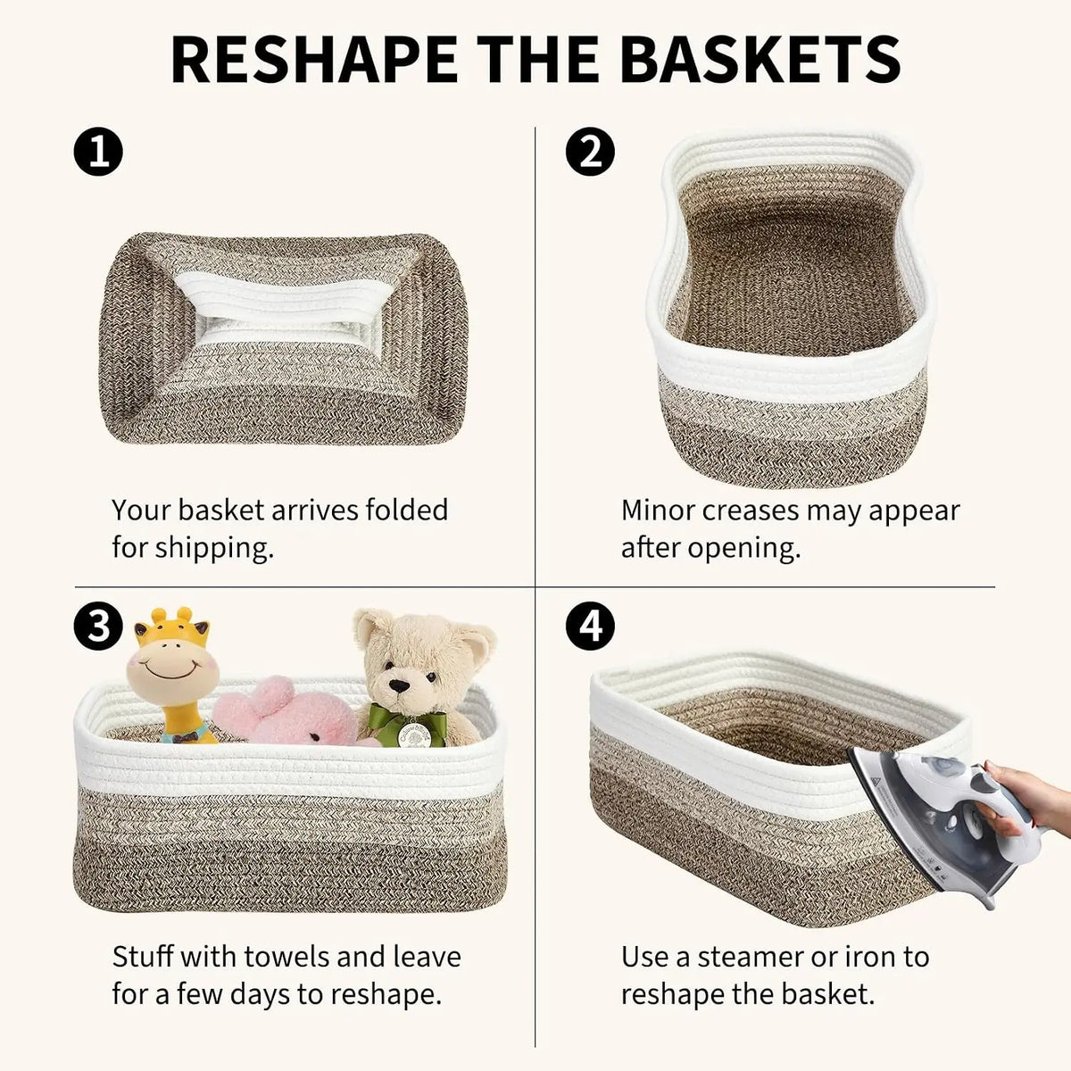 Cotton Rope Woven Storage Baskets, Set of 3